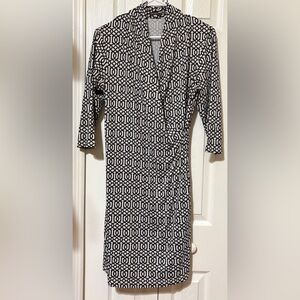 J.McLaughlin Catalina Cloth Geometric Wrap Dress Black White Small